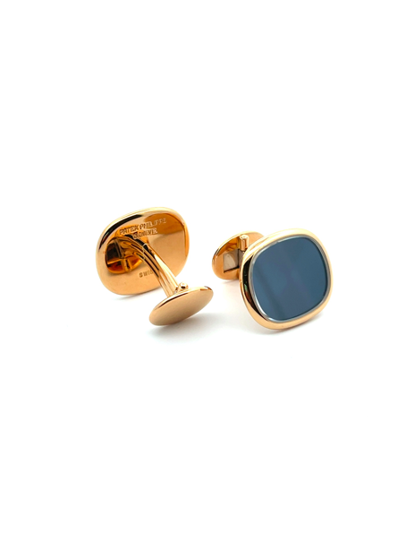 Patek Philippe Golden Ellipse Gold Cufflinks Blue Accent