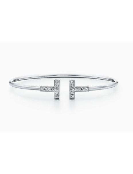 Tiffany & Co. T White Gold & Diamond Wire Bracelet