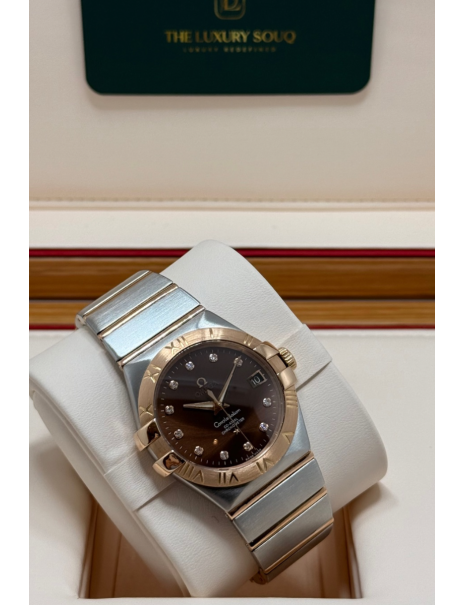 Omega Constellation Red Gold on Steel with Chocolate Dial