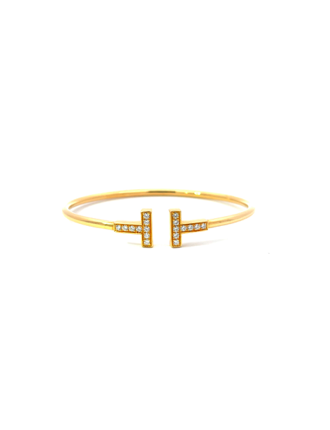 Tiffany & Co. T Yellow Gold & Diamond Wire Bracelet