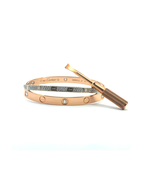 Cartier Bi-Color Gold & Diamond Double Love Bracelet
