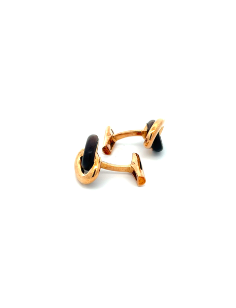 Hermes Pair of Gold-Darkwood Knot Cufflinks 18kt Yellow Gold