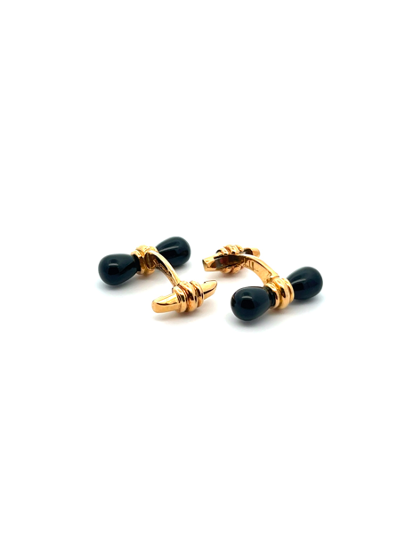 Dunhill 18kt Yellow Gold & Black Onyx Cufflinks
