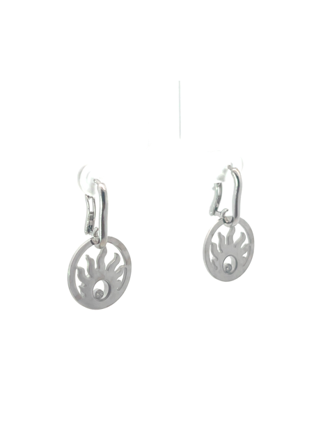 Chopard Happy Diamond Sun 18k White Gold Drop Earrings