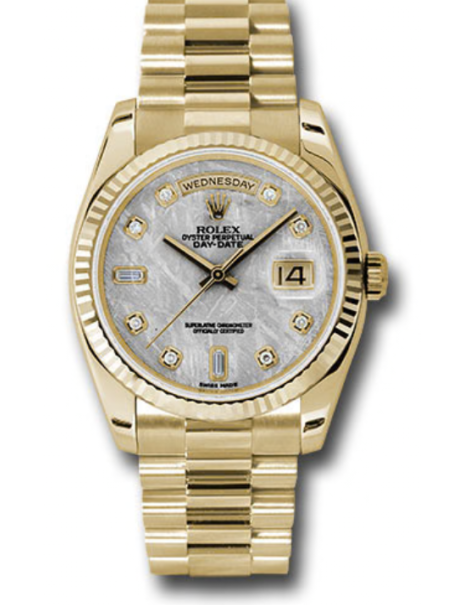 Rolex Yellow Gold Day-Date 36 Meteorite Diamond Dial