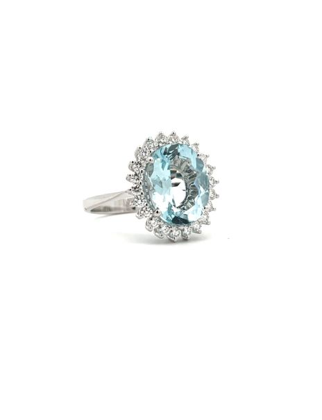RABAT Oval Aquamarine Diamond Ring 18kt White Gold