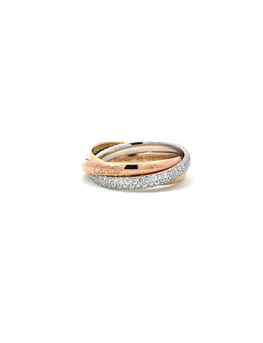 Cartier Trinity Ring, Classic Model, Half-Paved