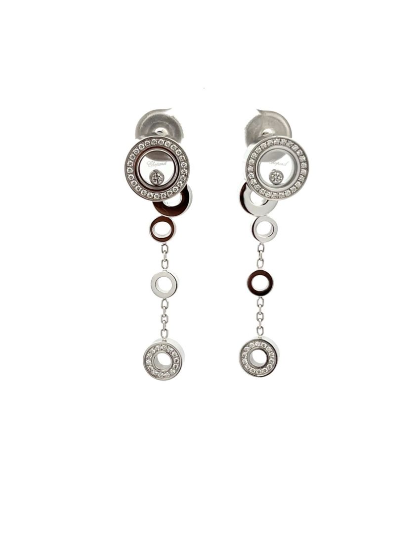 Chopard Diamond Happy Bubbles Drop Earrings 18kt White Gold