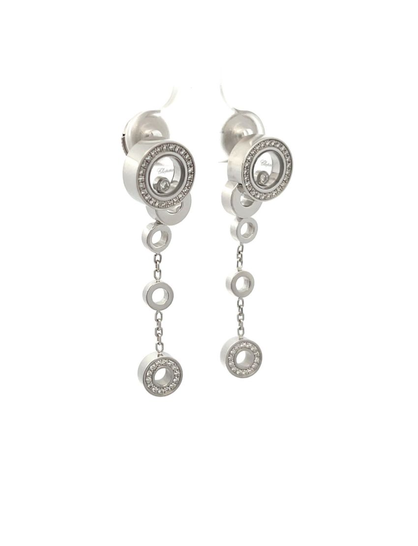Chopard Diamond Happy Bubbles Drop Earrings 18kt White Gold