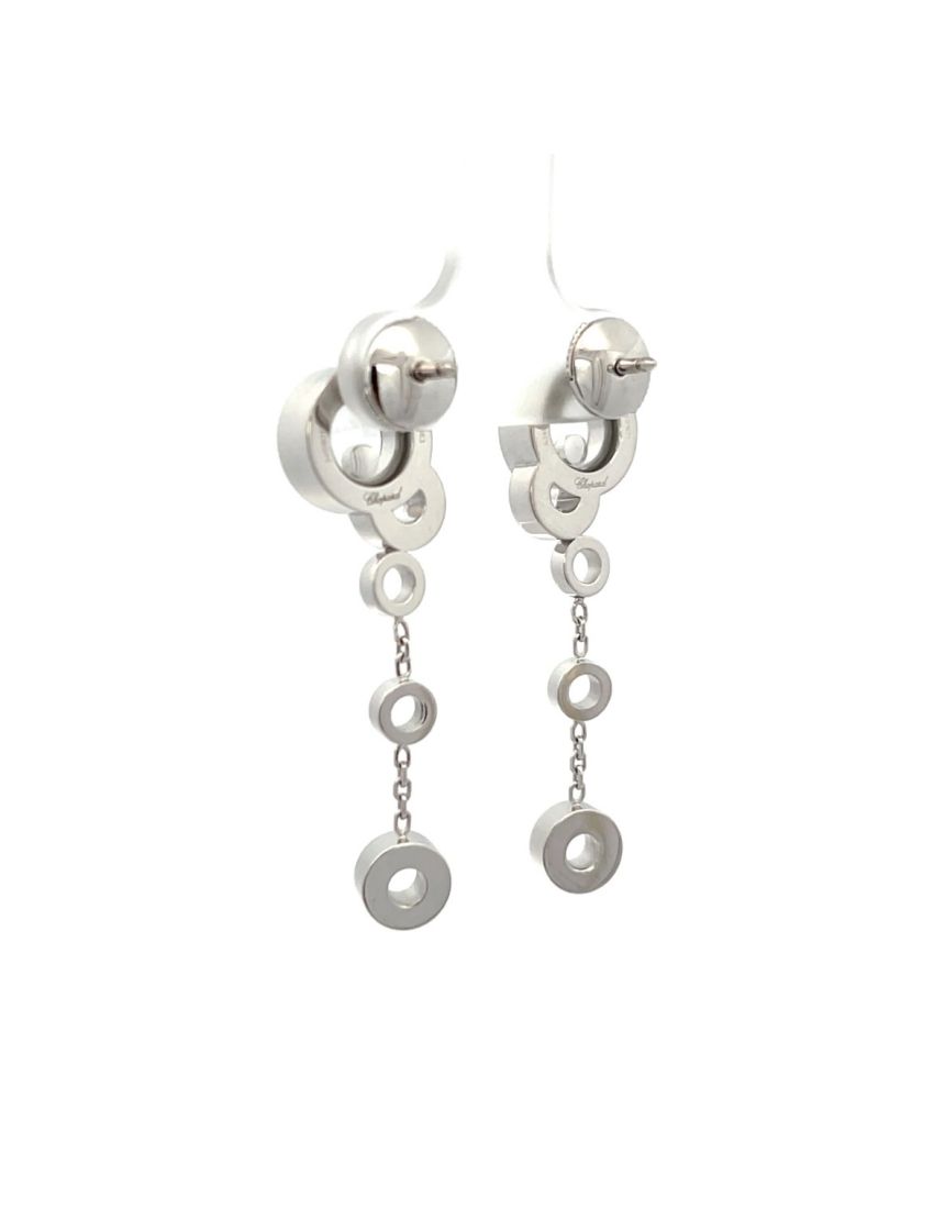 Chopard Diamond Happy Bubbles Drop Earrings 18kt White Gold