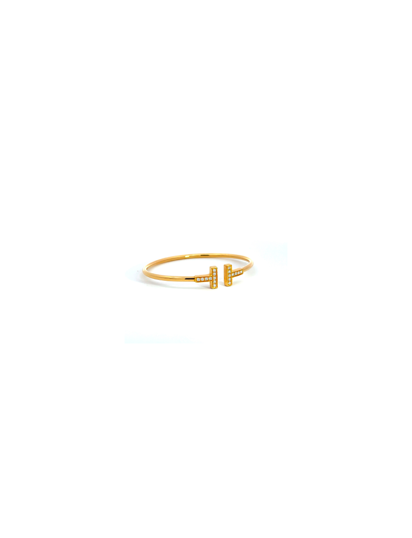Tiffany & Co. T Yellow Gold & Diamond Wire Bracelet
