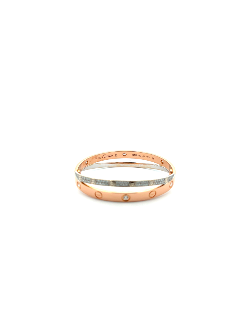 Cartier Bi-Color Gold & Diamond Double Love Bracelet