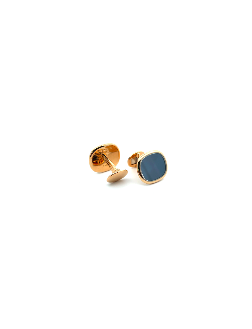 Patek Philippe Golden Ellipse Gold Cufflinks Blue Accent