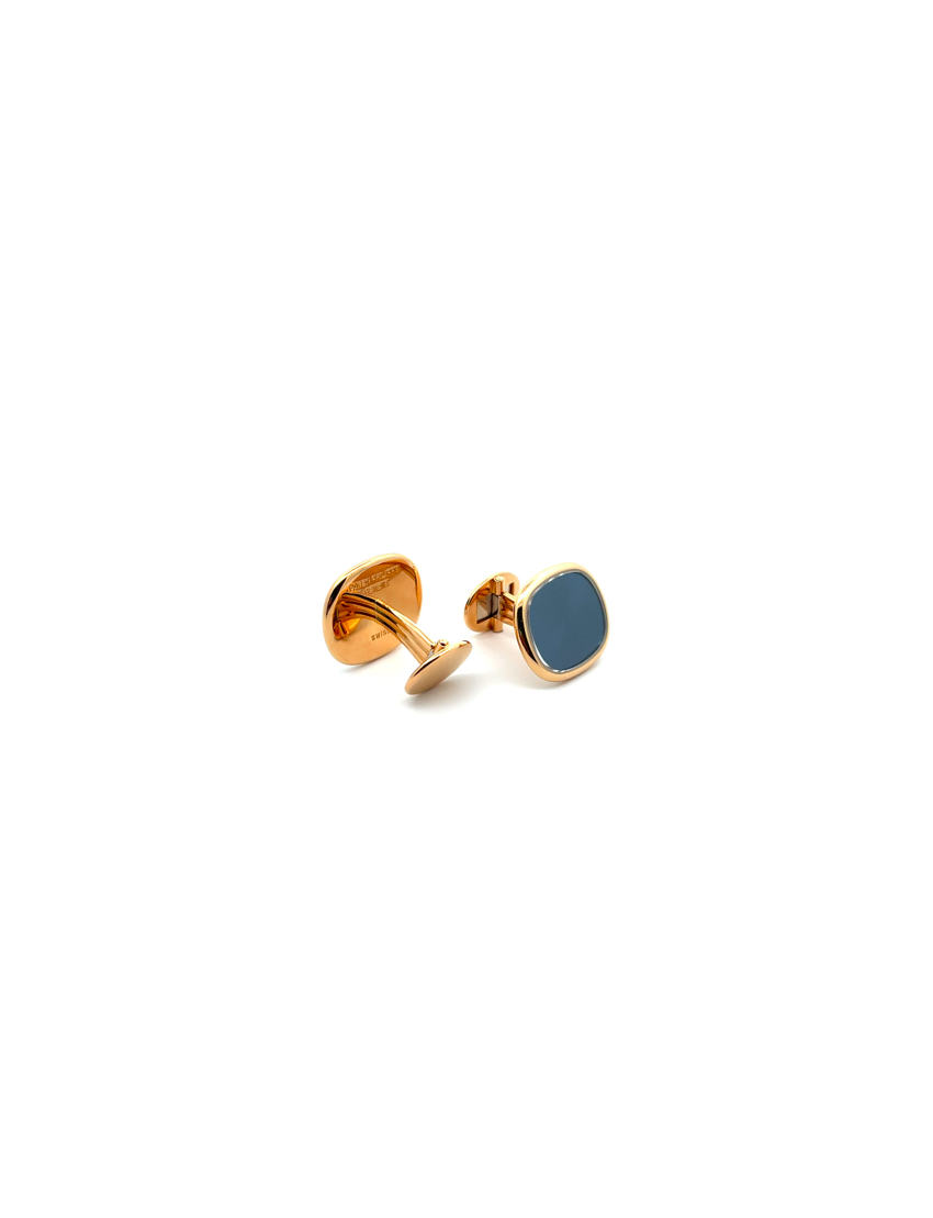 Patek Philippe Golden Ellipse Gold Cufflinks Blue Accent