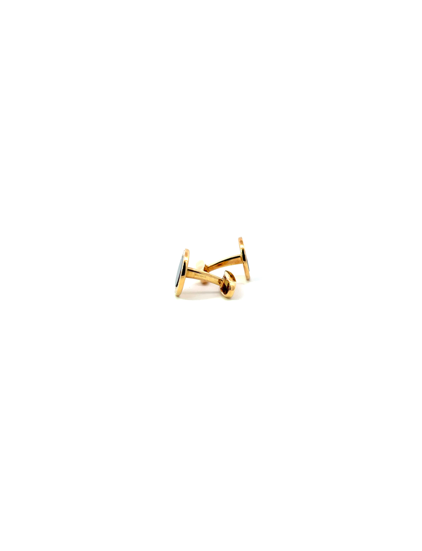 Bvlgari 18kt Yellow Gold Cufflinks With Onyx Inlays