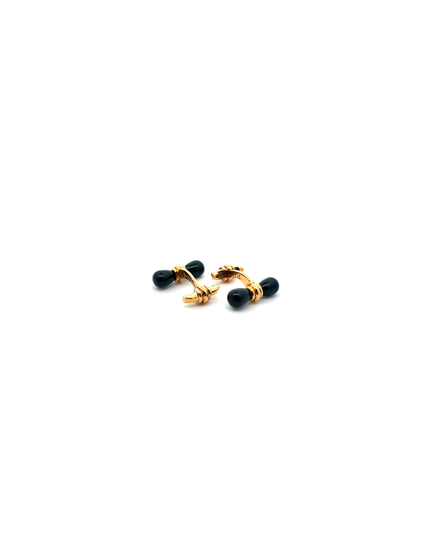 Dunhill 18kt Yellow Gold & Black Onyx Cufflinks