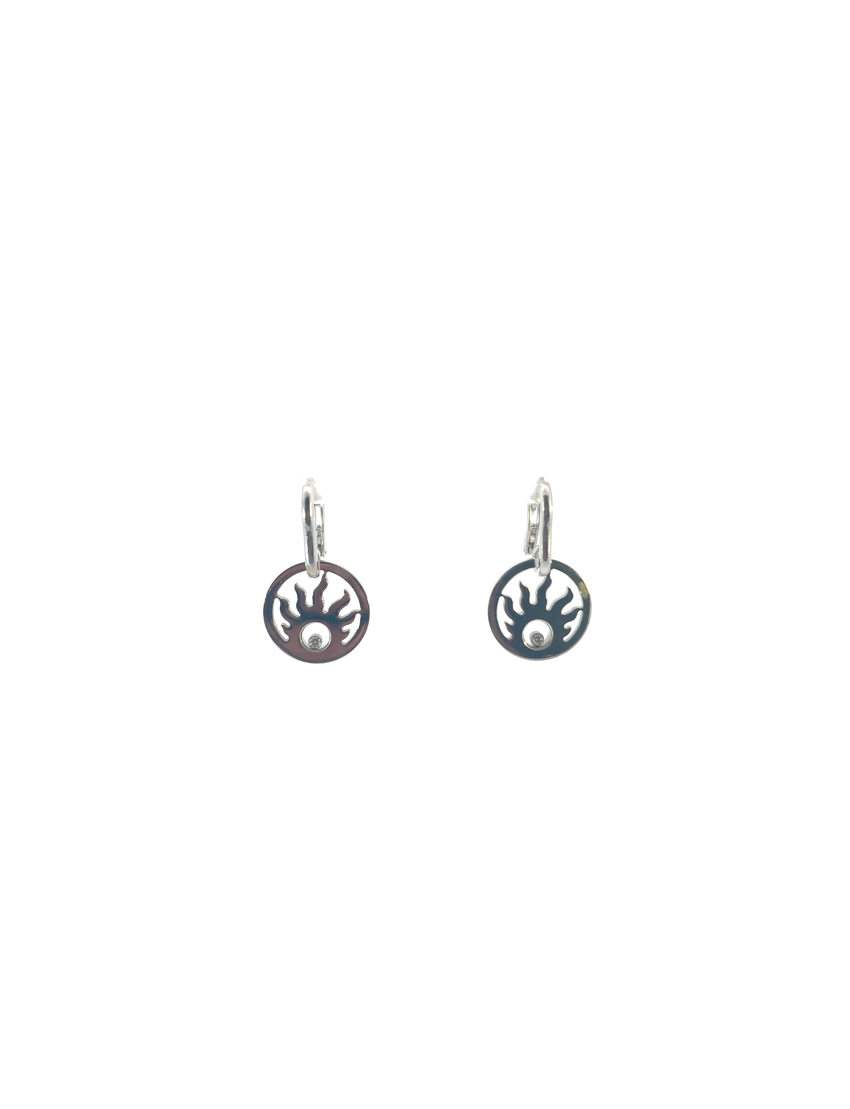 Chopard Happy Diamond Sun 18k White Gold Drop Earrings