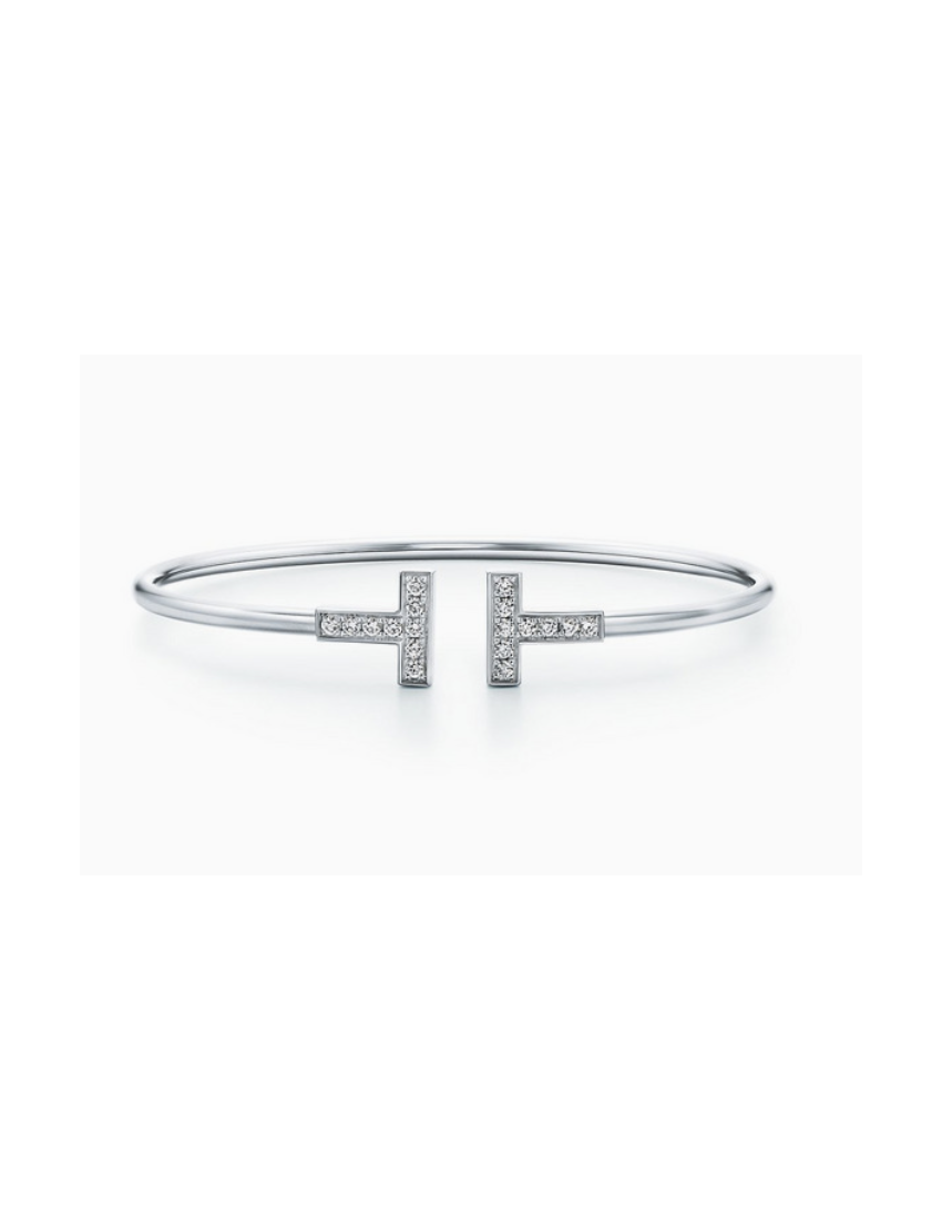 Tiffany & Co. T White Gold & Diamond Wire Bracelet