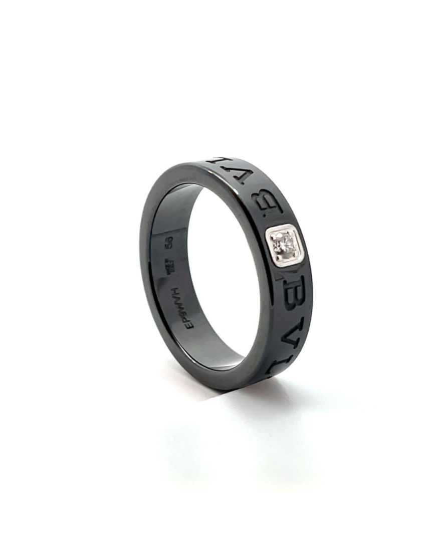 Bvlgari Black Ceramic Band With Diamond Accent