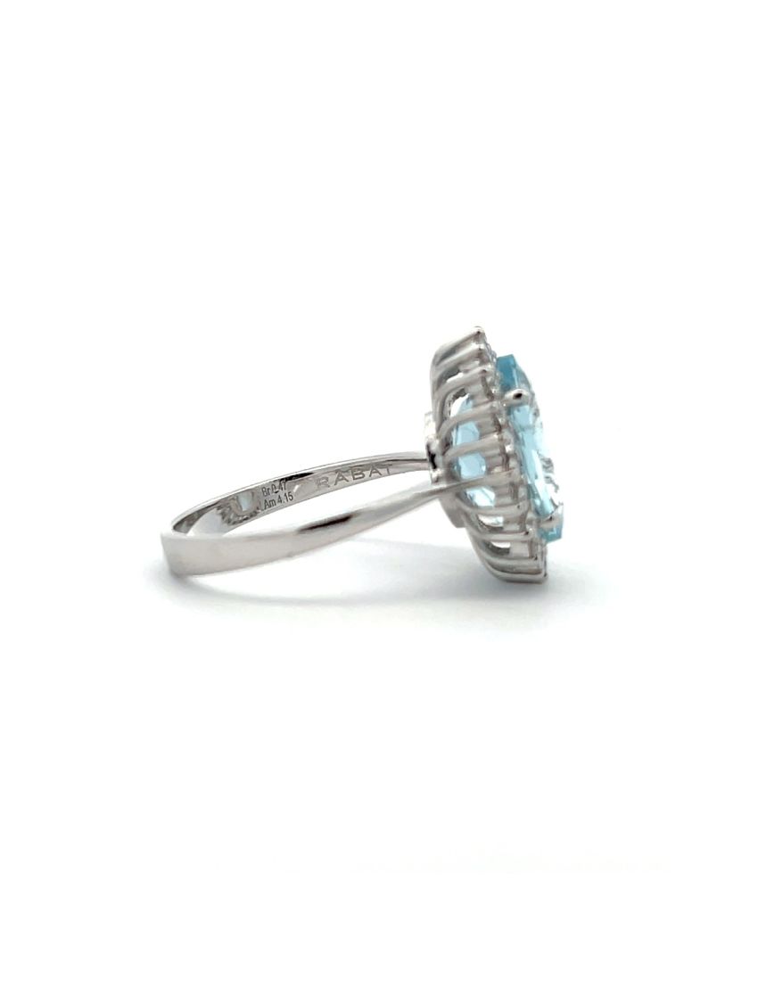 RABAT Oval Aquamarine Diamond Ring 18kt White Gold