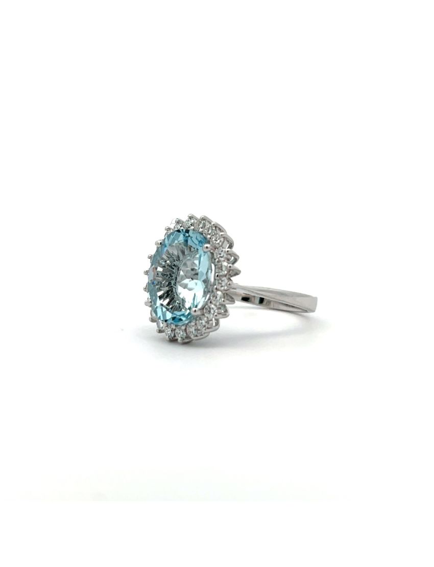 RABAT Oval Aquamarine Diamond Ring 18kt White Gold